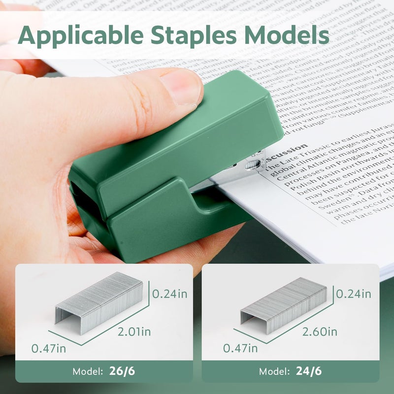 NUSIGN Mini Stapler with 830 Staples, Small Cute Desk Staplers, 25 Sheet Capacity, Green - Image 3